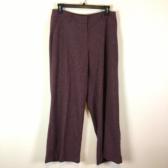 Lane Bryant Pants - Lane Bryant Wide Leg Cuffed Textured Purple Pants